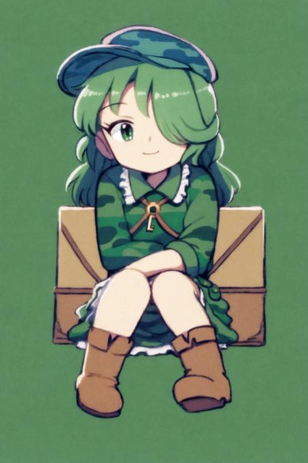 02395-2012331704-masterpiece, best quality,  _lora_YamashiroTakane_1_, _lora_style05_1_,chibi, _1girl, green hair, green eyes, solo, hat, camoufl.png